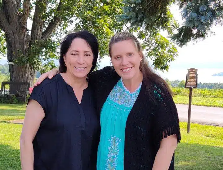 Sharyn Kervyn de Volkaersbeke with Megan Frank