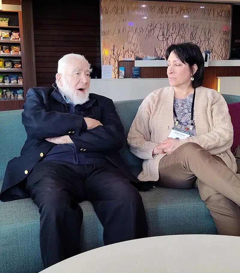Sharyn Kervyn de Volkaersbeke with Sir John Salvi